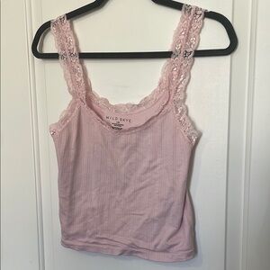 Pink Lace Trim Tank Top
